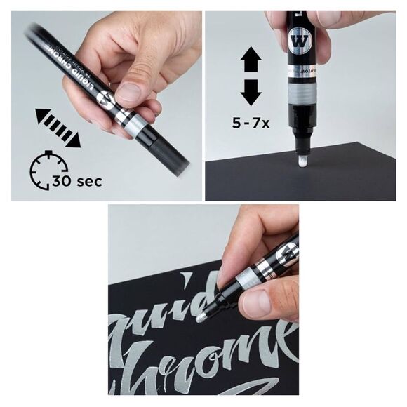 Molotow Liquid Chrome Marker, 2 mm, with Special Ink Mirror Effect. 3 pack. NIB! - Picture 4 of 16